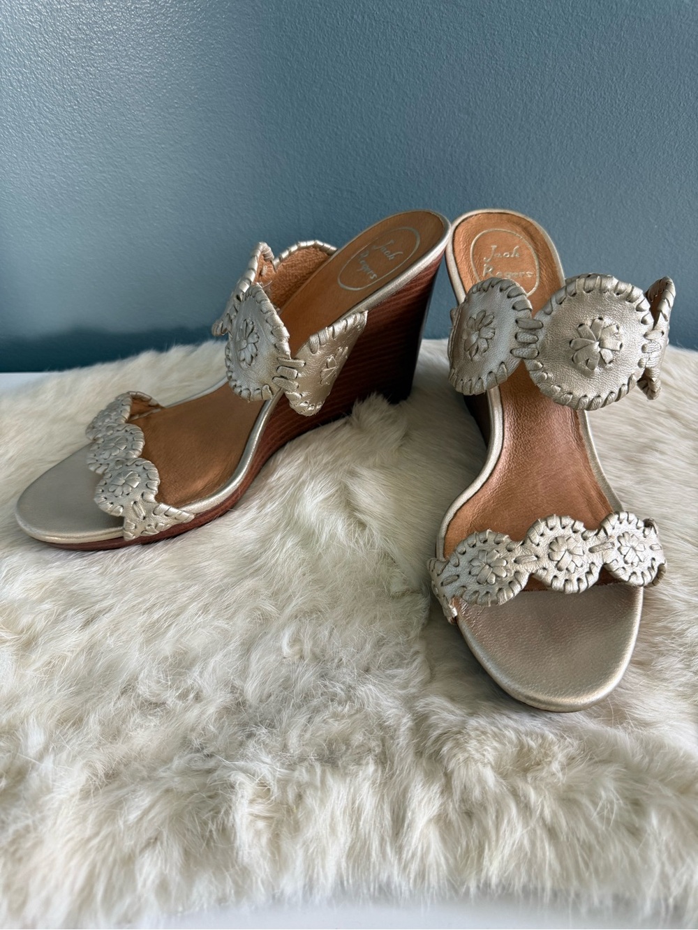 Jack Rogers Leather Luccia Wedge Sandals